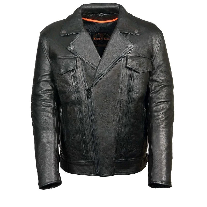 Men's pre-shrunk wool coat-Milwaukee Leather ML1018 Men's Black Motorcycle Jacket with Utility Pockets