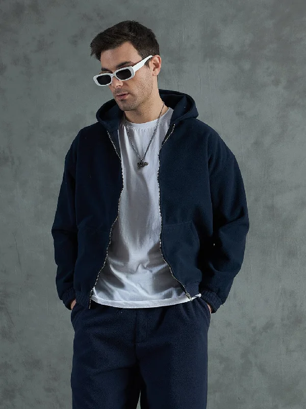 Men's organic cotton hoodie-Navy Minimalist Polar Hoodie