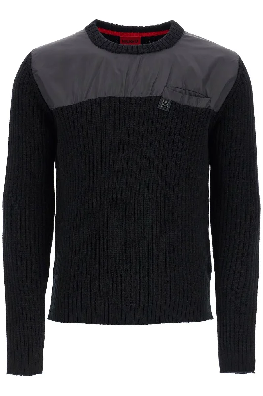 Men's tech-fabric sweater-Hugo Men's Men's Cotton Sweater With Round Neck And Pocket