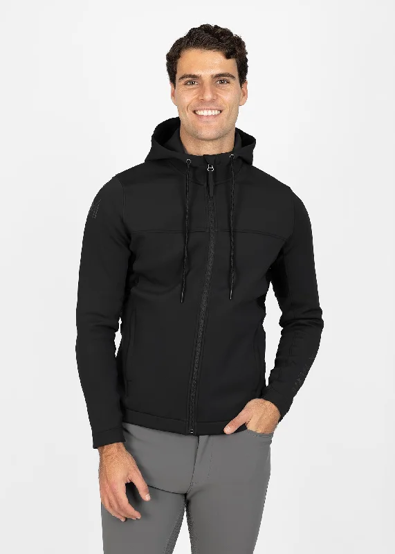 Men's wrinkle-resistant activewear hoodie-Club Zip Hoodie (Black)