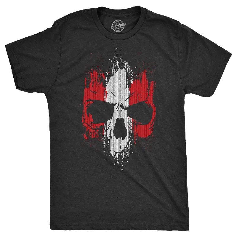 Men's classic casual t-shirt-Grunge Striped Skull Men's T Shirt