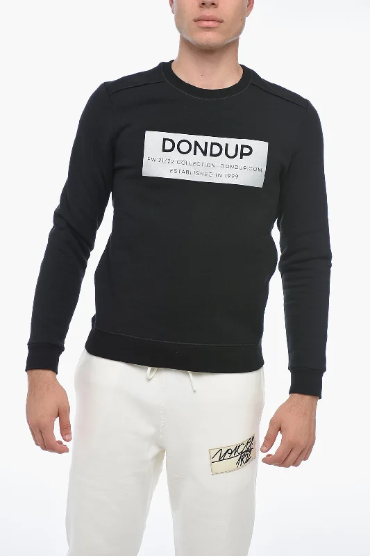 Men's silk blend sweater-Dondup Logo Print Crewneck Sweater