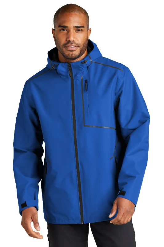 Men's antibacterial outdoor jacket-Port Authority Mens Collective Tech Full Zip Outer Shell Hooded Jacket - True Royal Blue