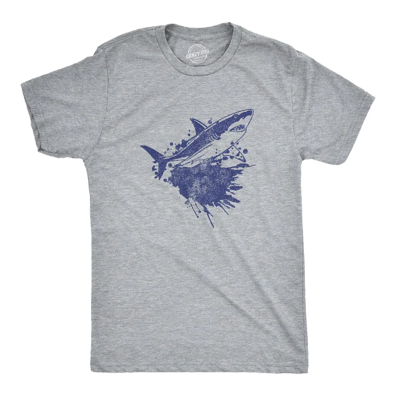 Men's workout fit t-shirt-Shark Ink Splatter Men's T Shirt