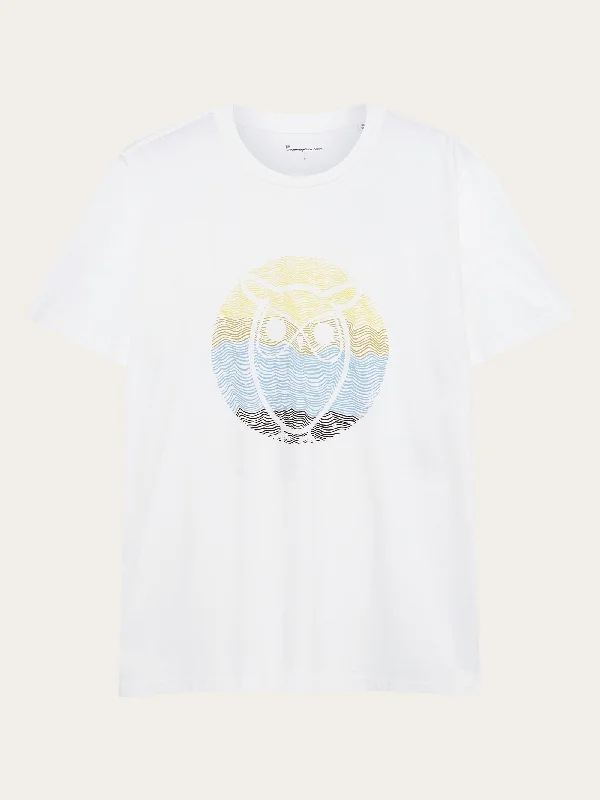 Men's high-stretch t-shirt-Regular circled owl printed t-shirt - GOTS/Vegan - Bright White