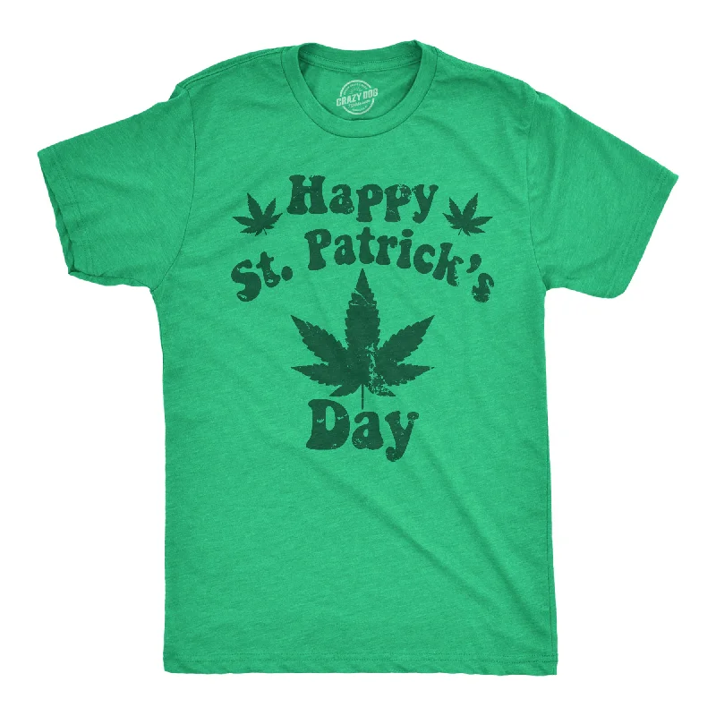 Men's sustainable fashion t-shirt-Happy Saint Patricks Day Weed Men's T Shirt