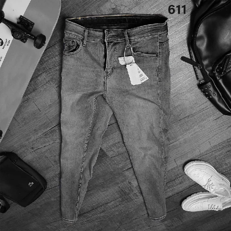 mens eco-friendly pants-Stone Grey Plain Jeans - 611