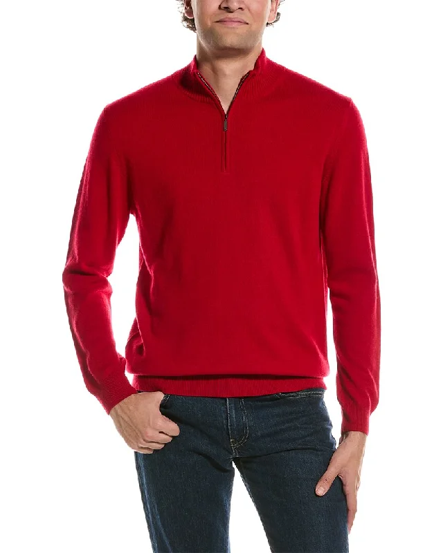 Men's versatile sweater-Forte Cashmere Mock Neck Cashmere 1/4-Zip Sweater