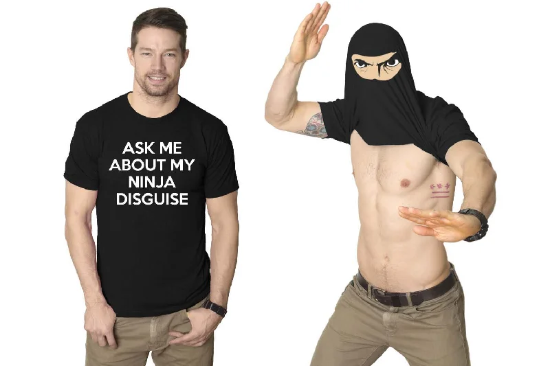 Men's contrast collar t-shirt-Ask Me About My Ninja Disguise Flip Men's T Shirt