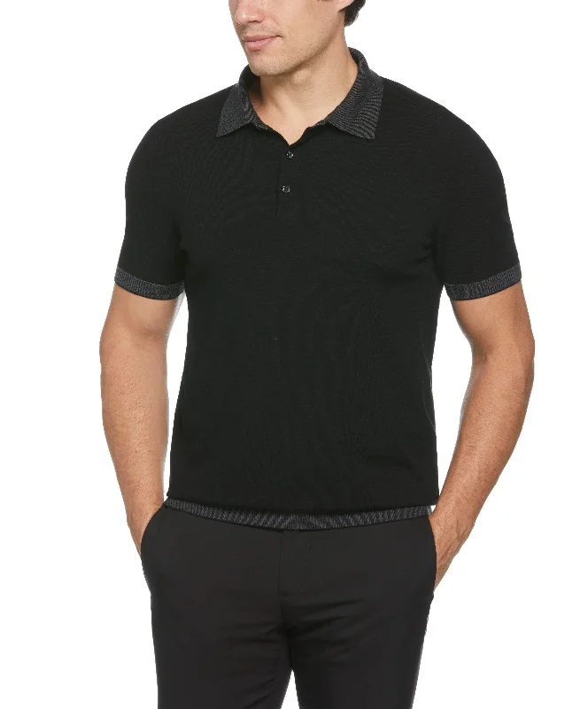 Men's versatile dress shirt-Tech Knit Contrast Sweater Polo