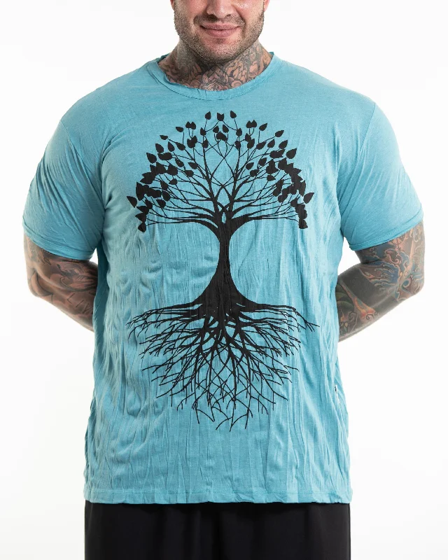 Men's fashion-forward casual t-shirt-Plus Size Mens Tree of Life T-Shirt in Turquoise