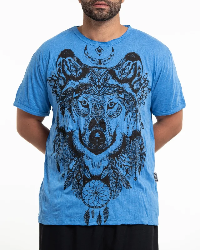 Men's high-stretch t-shirt-Mens Wolf T-Shirt in Blue