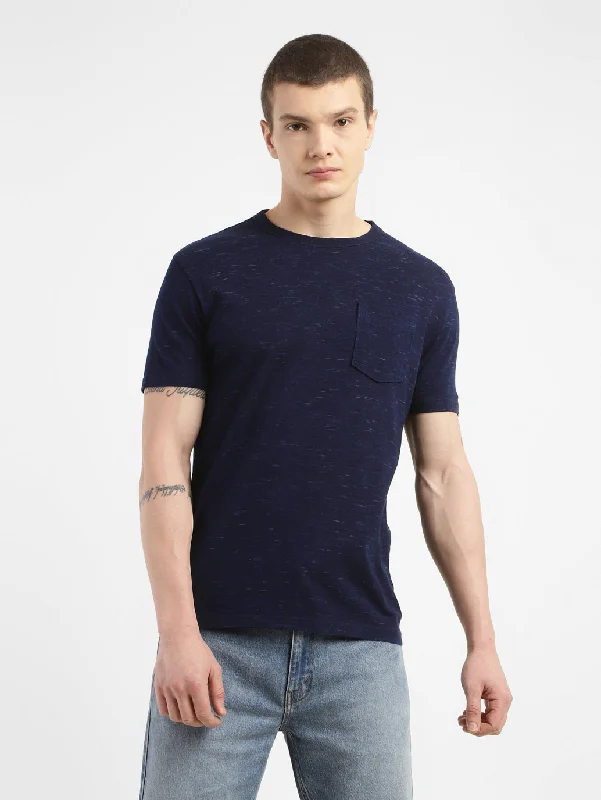 Men's pre-washed t-shirt-Men's Self Design Slim Fit T-shirt