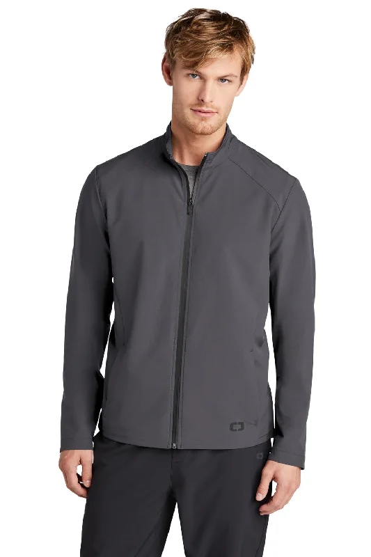 Men's comfortable weekend jacket-Ogio Mens Connection Water Resistant Full Zip Jacket - Tarmac Grey