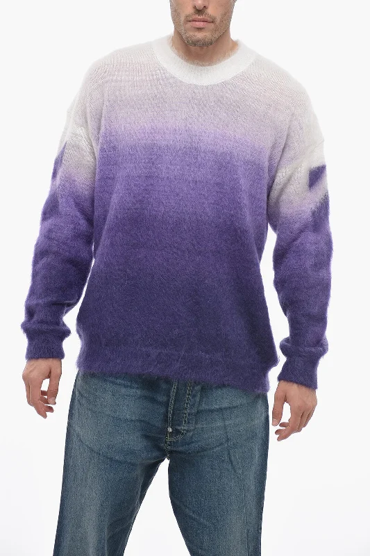 Men's hooded sweater-Off-White SEASONAL Degradè Mohair Blend DIAG ARROW Sweater