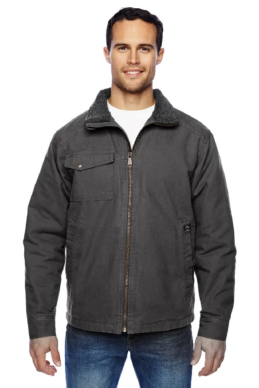 Men's modern safari jacket-Dri Duck Mens Endeavor Canvas Full Zip Jacket - Charcoal Grey