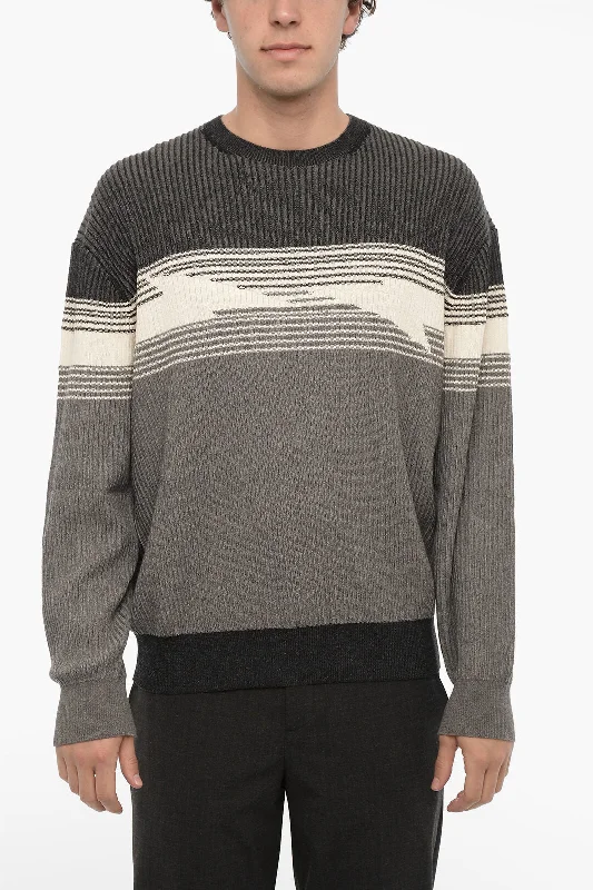 Men's wool blend sweater-Neil Barrett Cotton And Cashmere Blouson Fit Crew-neck Sweater