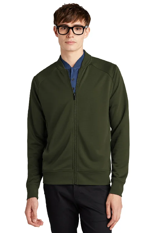 Men's sporty safari jacket-Mercer+Mettle Mens Double Knit Full Zip Bomber Jacket - Townsend Green