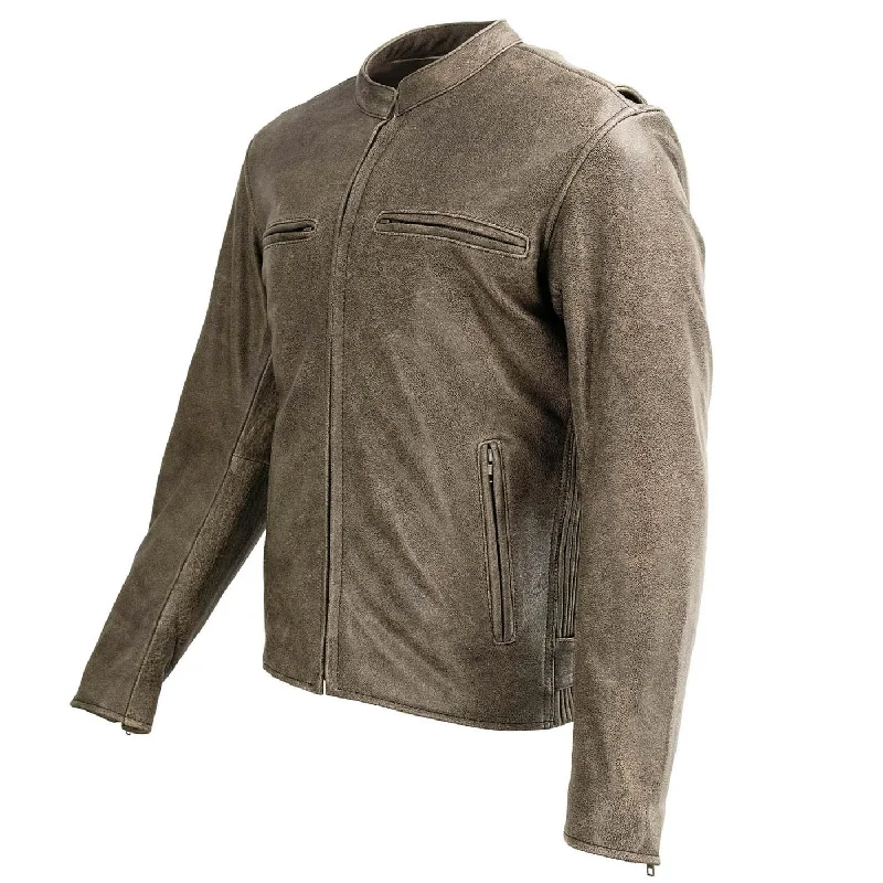 Men's breathable gym jacket-Milwaukee Leather MLM1503 Men's Distressed Brown Racer Motorcycle Vented Leather Rider Jacket