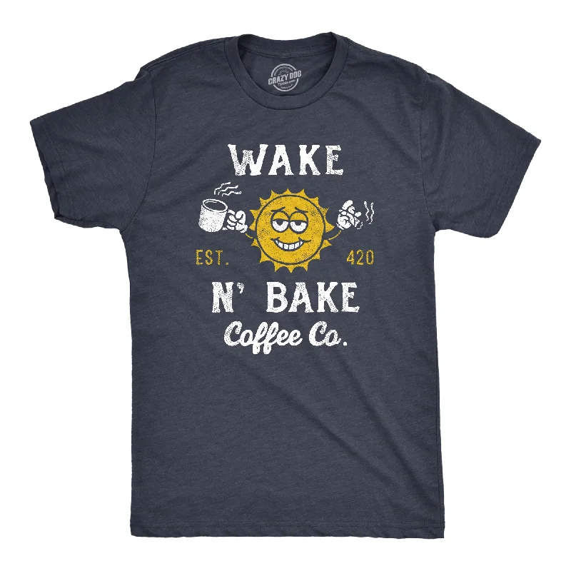 Men's casual comfort t-shirt-Wake N Bake Coffee Co Men's T Shirt