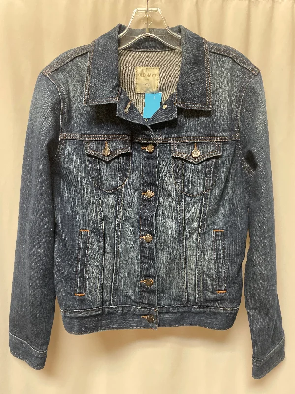 Men's comfortable weekend jacket-Jacket Denim By Old Navy In Blue Denim, Size: L