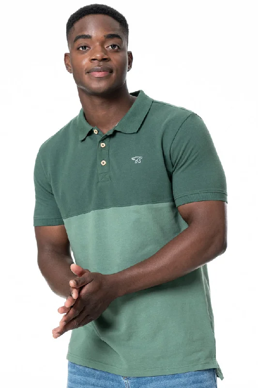 Men's fashion-forward casual t-shirt-Colourblock Golfer _ 137564 _ Green