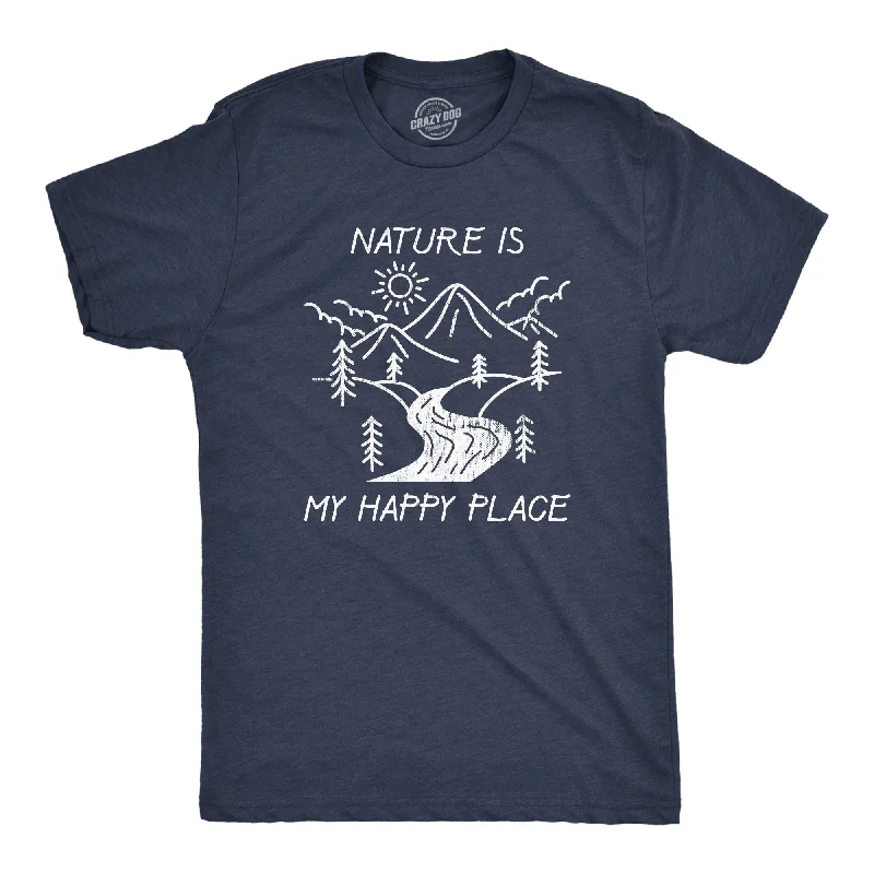 Men's summer casual t-shirt-Nature Is My Happy Place Men's T Shirt