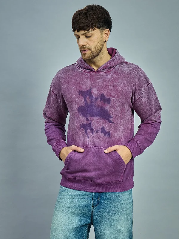 Men's modern sports hoodie-Purple Acid Ombre Graphic Hoodie