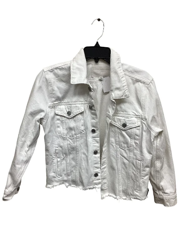 Men's sporty golf jacket-Jacket Denim By Lucky Brand In White, Size: L