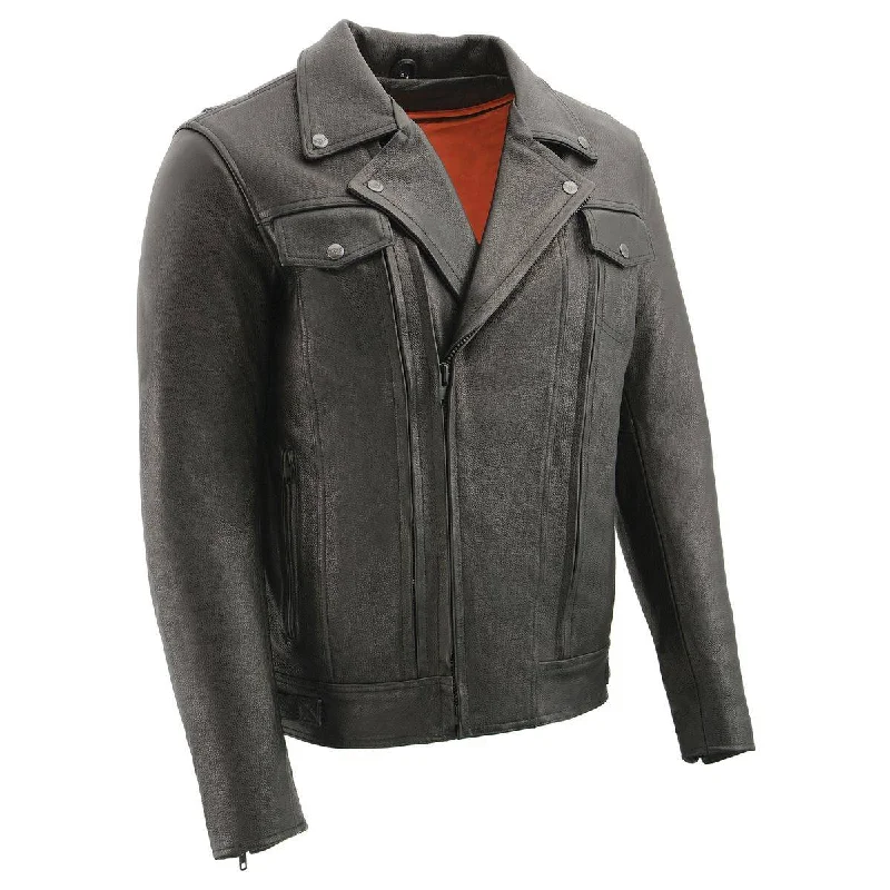 Men's versatile fleece jacket-Milwaukee Leather MLM1520 Men's Pistol Pete Vented Black Leather Cruiser Jacket