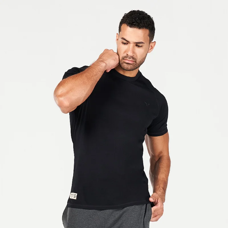 Men's quick-dry casual t-shirt-Golden Era Raglan Muscle Tee - Black