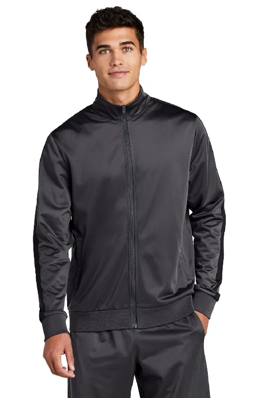 Men's ultra-lightweight packable jacket-Sport-Tek Mens Full Zip Track Jacket - Graphite Grey/Black