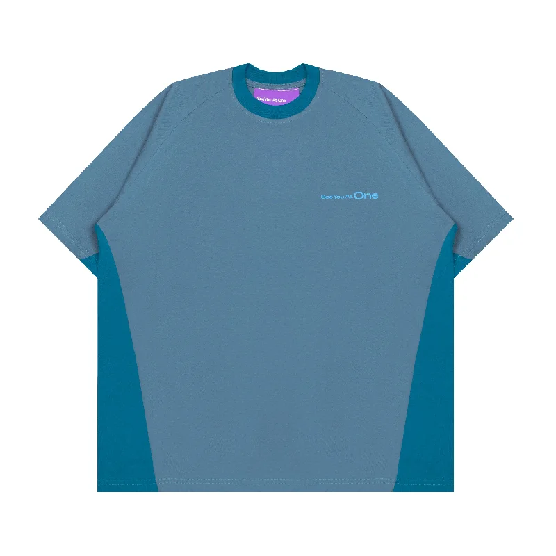 Men's relaxed weekend t-shirt-Rag Side Panel T-shirt - Tosca Blue