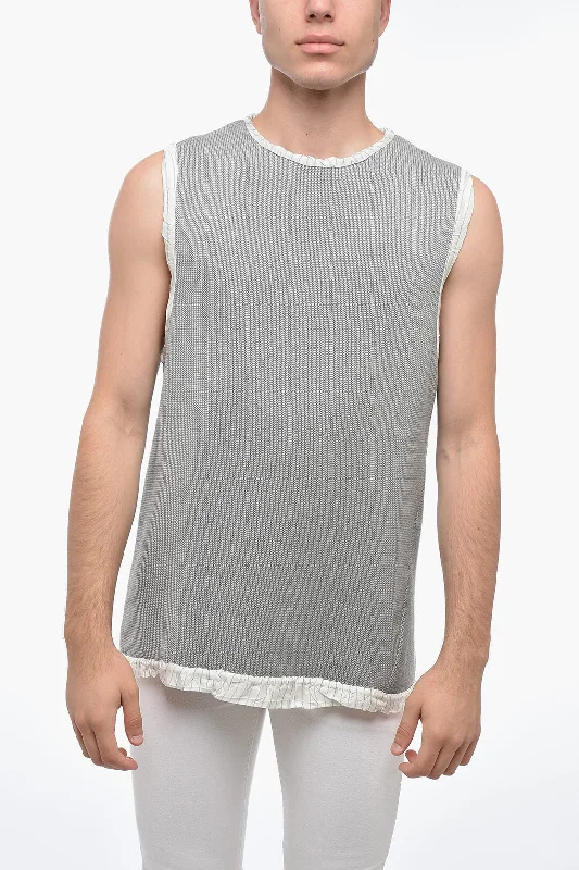 Men's quarter-zip sweater-Hed Mayner Sleeveless Lightweight Cotton Crew-neck Sweater