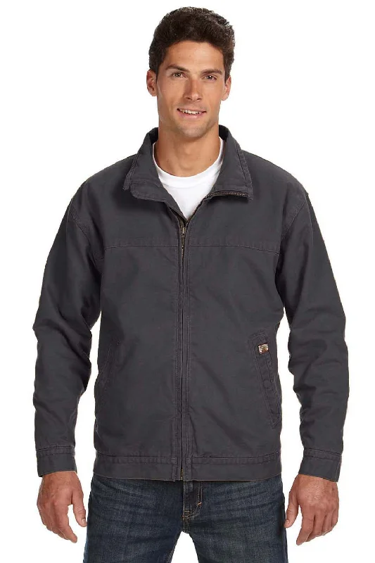 Men's sporty adventure jacket-Dri Duck Mens Maverick Canvas Full Zip Jacket - Charcoal Grey