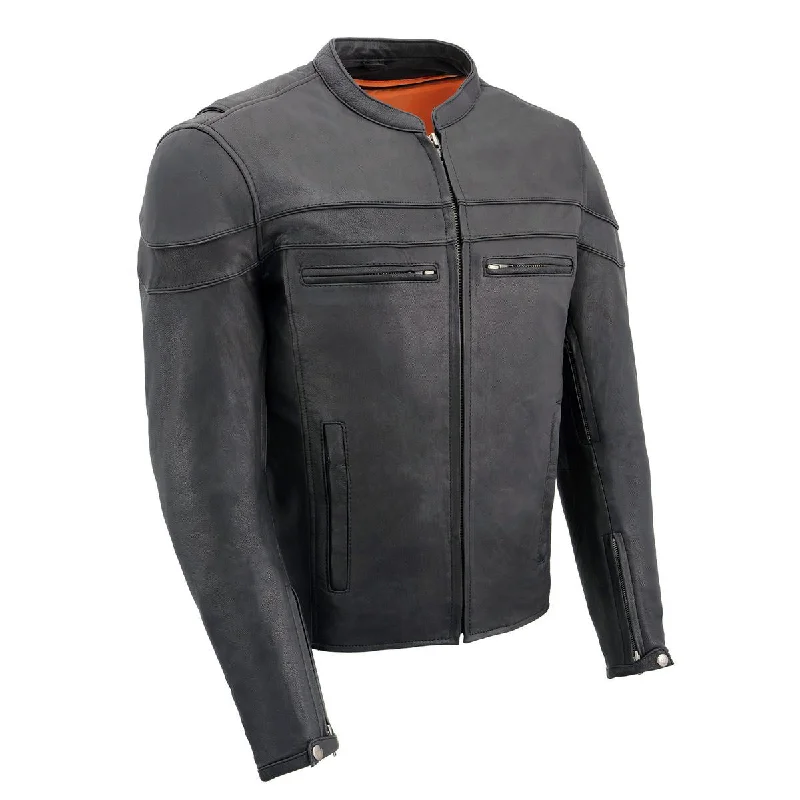 Men's relaxed fit softshell jacket-Milwaukee Leather MLM1526 Men's Black 'Stay Cool' Black Leather Sporty Motorcycle Jacket with Cool-Tec