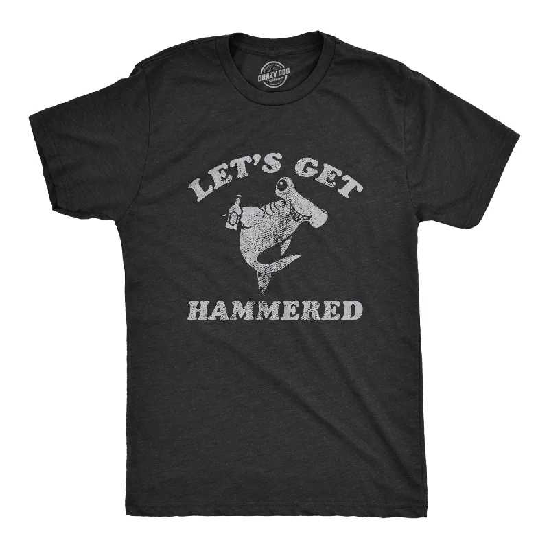 Men's quick-dry casual t-shirt-Lets Get Hammered Shark Men's T Shirt