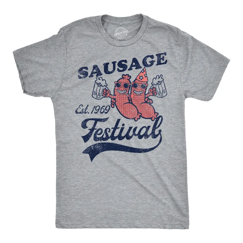 Men's sporty casual t-shirt-Sausage Festival Men's T Shirt