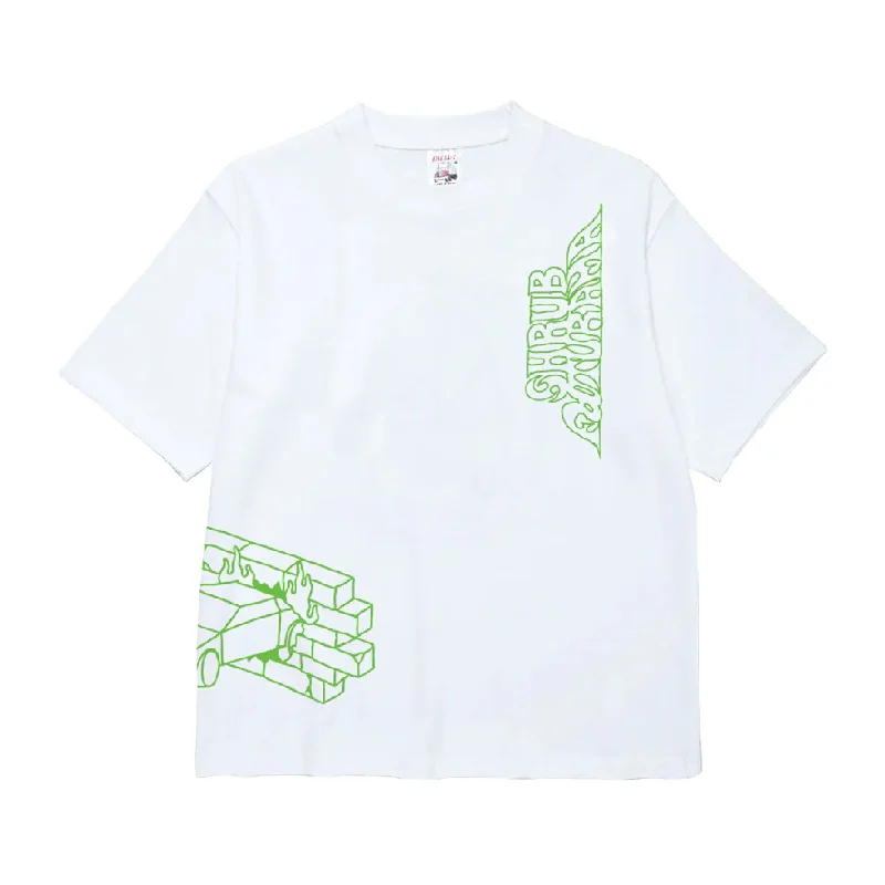 Men's weather-proof t-shirt-Footurama / Shrub - Logo T-shirt - White