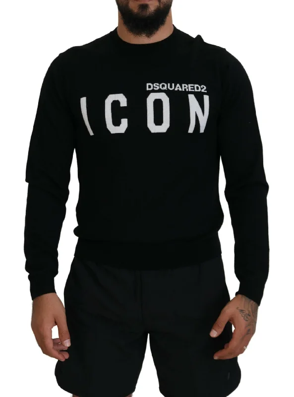 Men's breathable sweater-Dsquared² Logo Print Long Sleeves Men Pullover Men's Sweater (Pre-Owned)