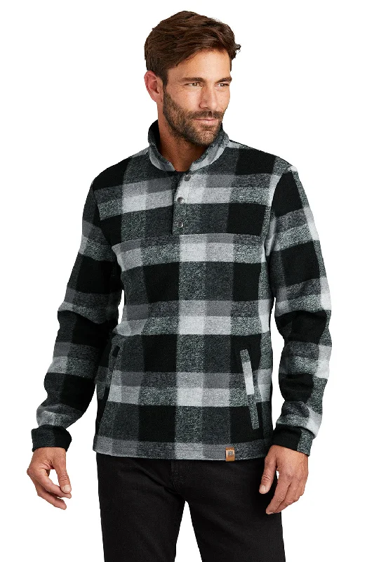 Men's organic cotton blazer-Russell Outdoors Mens Basin 1/4 Snap Jacket - Deep Black Plaid - COMING SOON