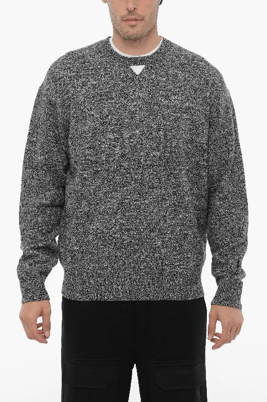 Men's cashmere sweater-Neil Barrett Wool and Nylon Crew-neck Sweater with Cut Out Detail