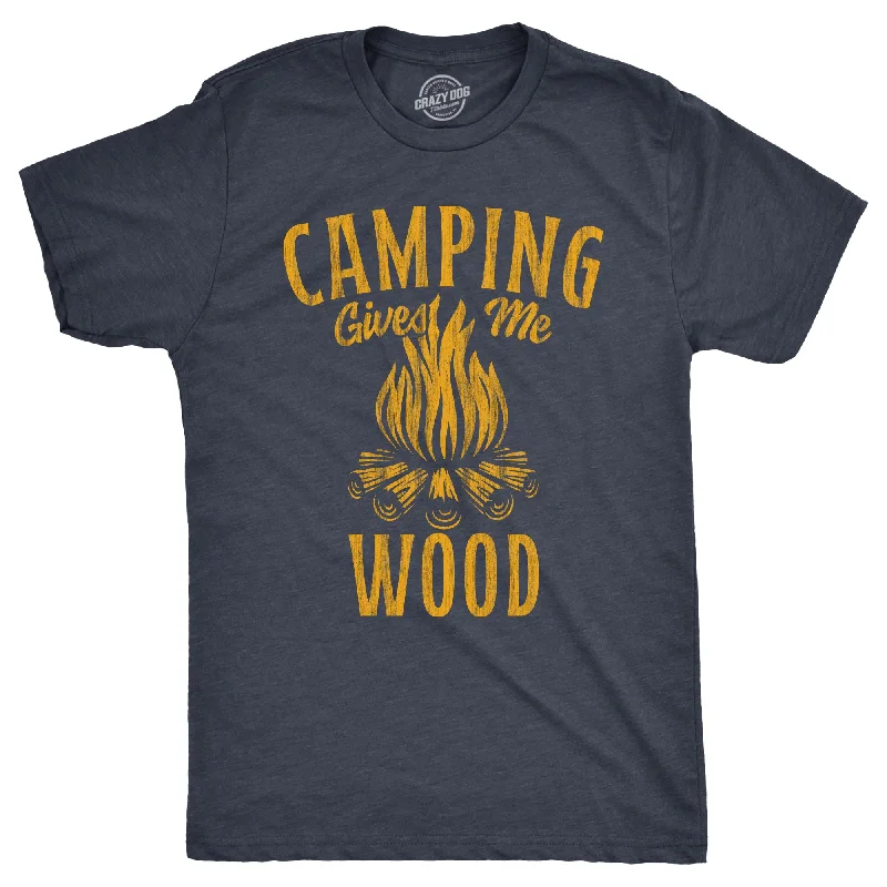 Men's artistic print t-shirt-Camping Gives Me Wood Men's T Shirt