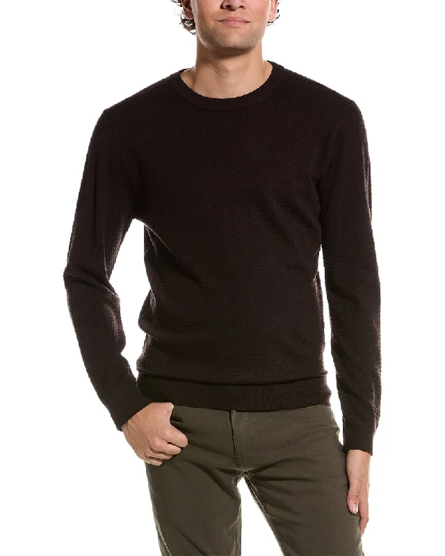 Men's comfortable sweater-Slate & Stone Popcorn Stitch Wool Crewneck Sweater