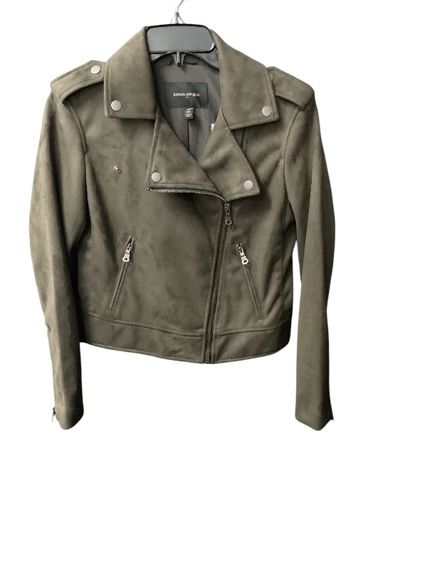 Men's eco-conscious varsity jacket-Jacket Moto By Banana Republic In Green, Size: Xs