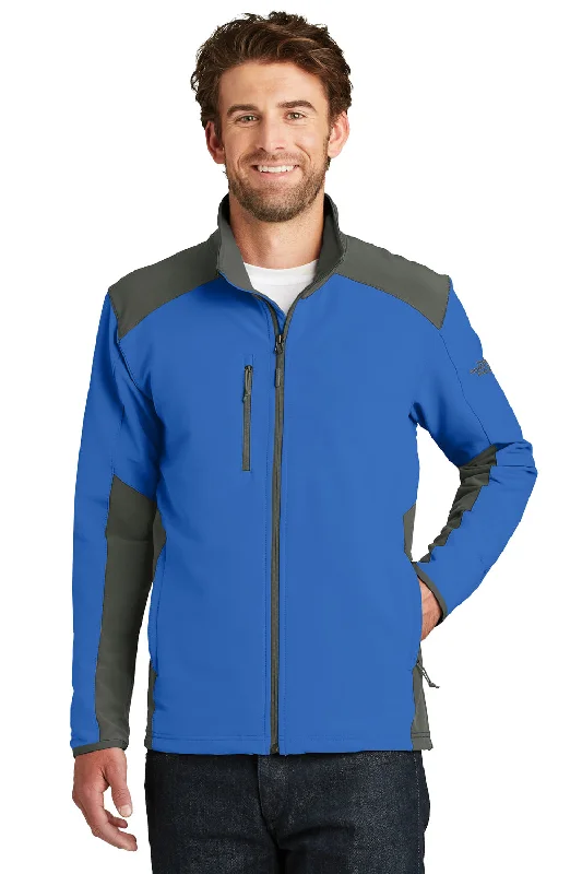 Men's quick-dry field jacket-The North Face Mens Tech Wind & Water Resistant Full Zip Jacket - Monster Blue/Asphalt Grey - Closeout