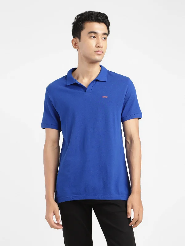 Men's sporty casual t-shirt-Men's Solid Polo T-shirt