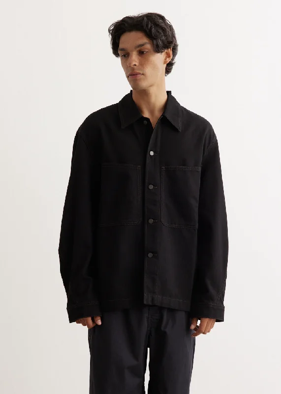 Men's summer lightweight jacket-Twisted Sleeve Boxy Overshirt