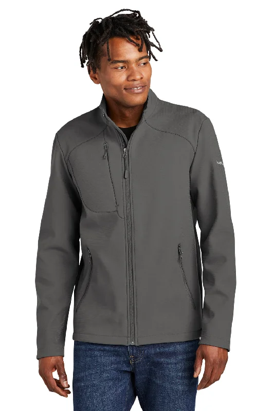 Men's high-stretch blazer-Eddie Bauer Mens Water Resistant Stretch Full Zip Soft Shell Jacket - Iron Gate Grey