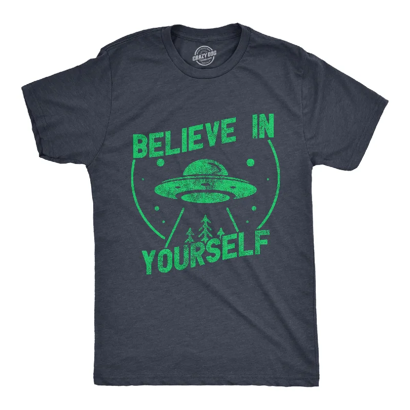 Men's geometric print t-shirt-Believe In Yourself UFO Men's T Shirt